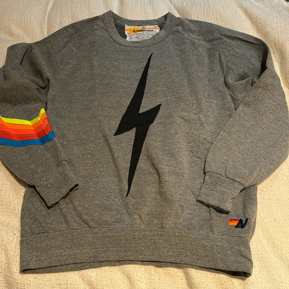 Aviator Nation bolt chevron stripe sweatshirt size Med